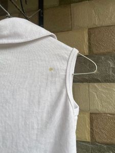 Collared White Crop Top