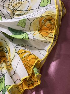 Pleated Floral Mid Length Skirt