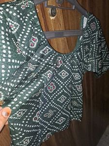 Chunari Print Green Blouse