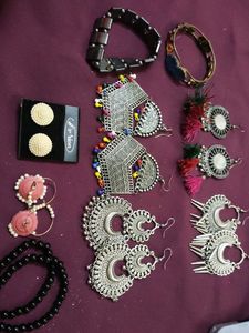 Oxidised Jhumkas Bracelet Combo Offer