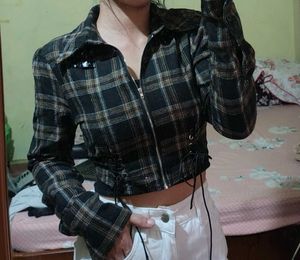 🩶Plaid Cropped Jacket