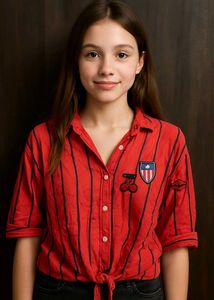 red crop shirt