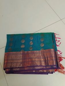 Sapphire Green And Blue Semi Soft Silk Saree...