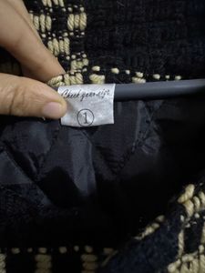 Navy Golden Black Beige Grid Pattern jacket