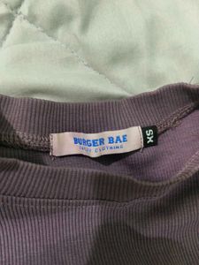 Lavender Burger bae Graphic Crop Top