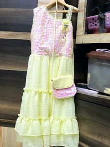 Girls' Sequined Party Dress with Matching Bag