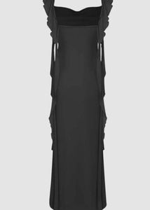 Black Mesh Ruffle Dress
