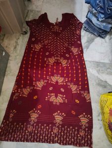 Maroon Printed Maxi Dress
