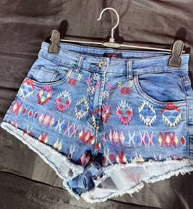 Ginger Embroidered Denim Shorts