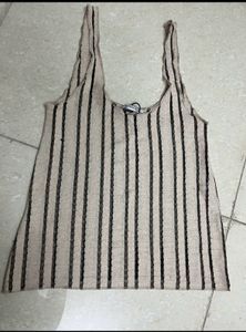 Zara Beige Black Tank Sheere Top