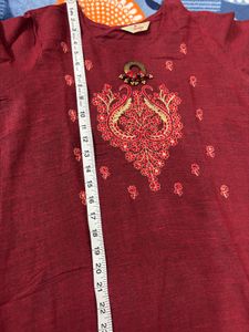 Red Embroidery Kurta