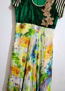 Emerald Velvet &amp; Floral Dupatta