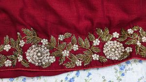 Maroon Saree With Blouse (2 Items)