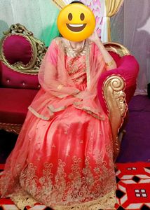 Elegant Peach Anarkali Gown With Dupatta