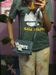 Sling Bag With Silk Like Scarf