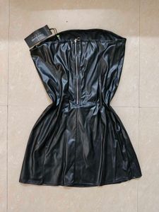 Black Faux Leather Dress
