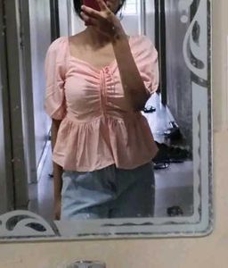 Pink Puff Sleeve Top