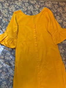 Yellow Kurta with Cute Sleeves &amp; Pocket