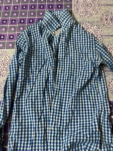 Blue and White Gingham Button-Down Shirt