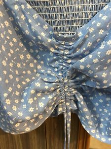 Floral Blue Crop Top And Skirt