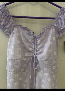 lavender cute short summer dress floral printed