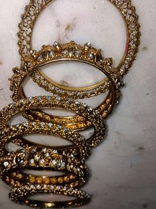 Sparkling Gold Bridal Bangles Set