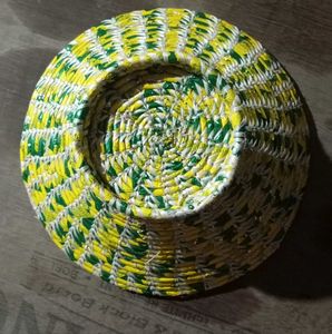 Hand Made Basket Yellow Green Colour