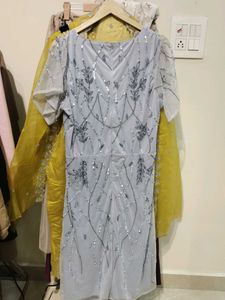 beautiful embroidered net dress xl size