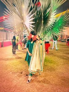 Elegant Green mini frock with dhoti salwar.