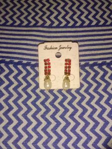 Red And White Colour Earrings