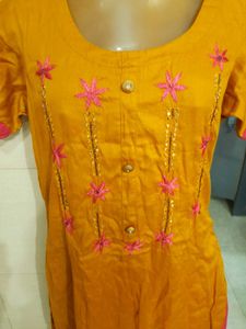 Yellow Embroidered Kurta Set