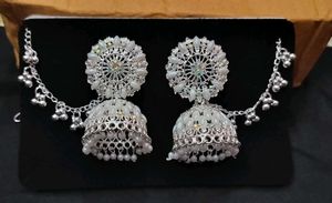 Elegant Jhumka Earrings with Ear Chain