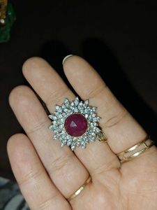 AD Pendant And earrings With Ruby Stone