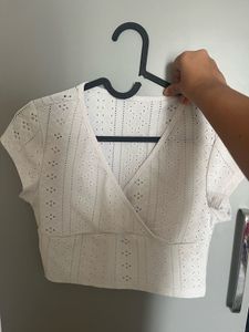 White Eyelet Crop Top