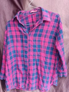 Red & Blue Plaid Flannel Shirt