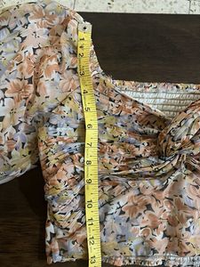 Floral Puff Sleeve Crop Top | Ruched &amp; Smocked