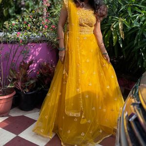 Elegant Yellow Ethnic Gown Medium size
