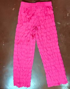 Pink Textured Casual Pants