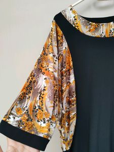 Printed Party Bodycon Dress with Balloon Sleeves