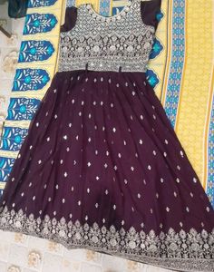 Elegant Purple Embroidered ethnic gowns