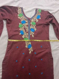 Elegant  kashmiri warm Maroon Embroidered pajami S