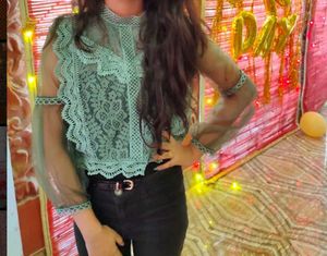 Green Lace Top