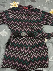 Patterned Knit Coat