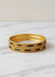 Elegant Gold & Black Bangle Set