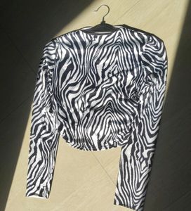 Zebra Print Back Tie Top.