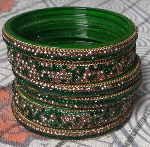 Green Beaded Bangle Set