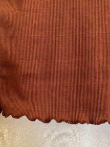 Ribbed Brown Frill Hem Top