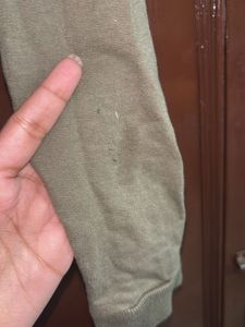 Olive Green Long Sleeve Hooded Shrug Jacket