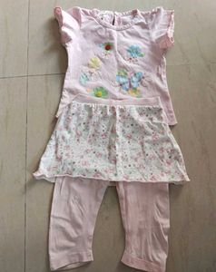 Skirt Attached Lower With T Shirt For Baby Girl