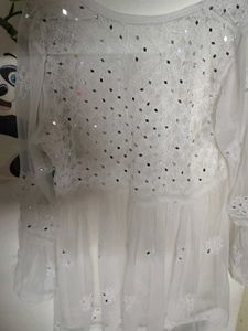 White Embellished Chikan Kurti